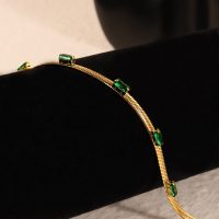 Serene Herringbone Bracelet- Emerald